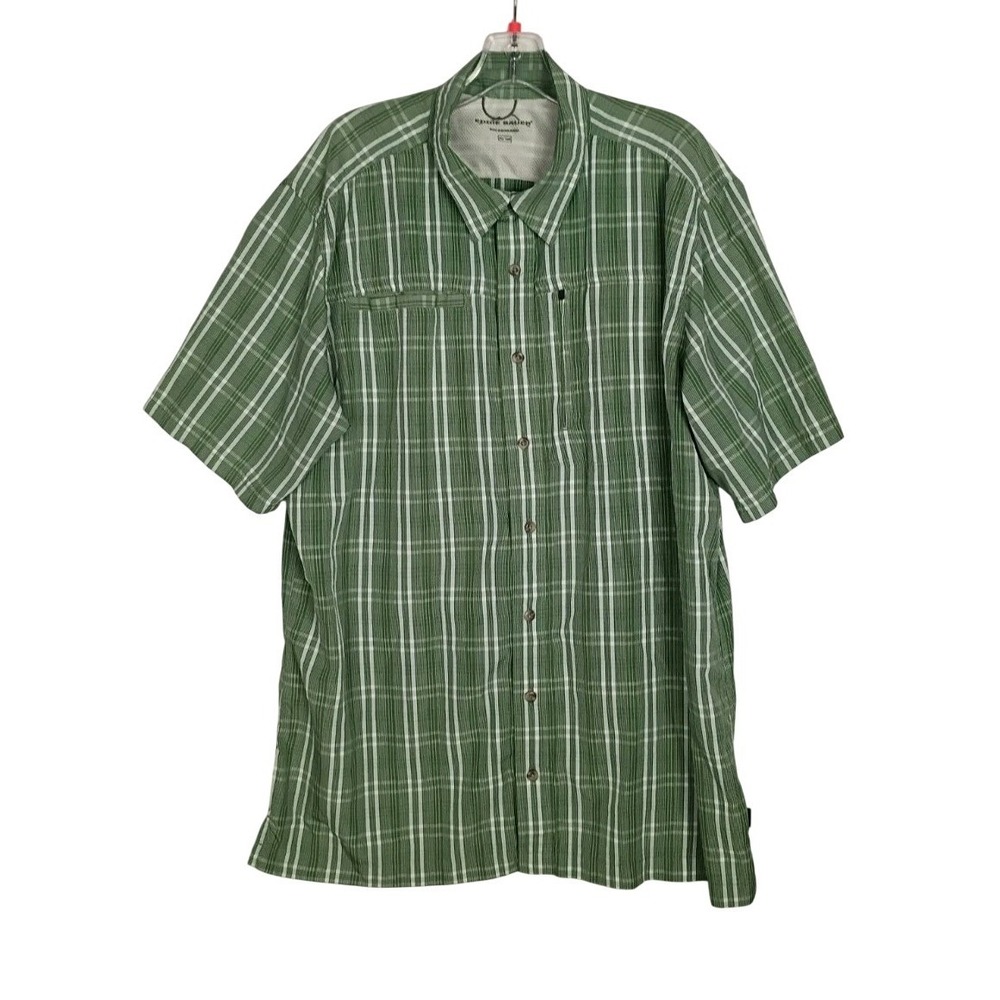 EDDIE BAUER Men's Green‎ Plaid Short Sleeve Button Down Shirt XL Tall